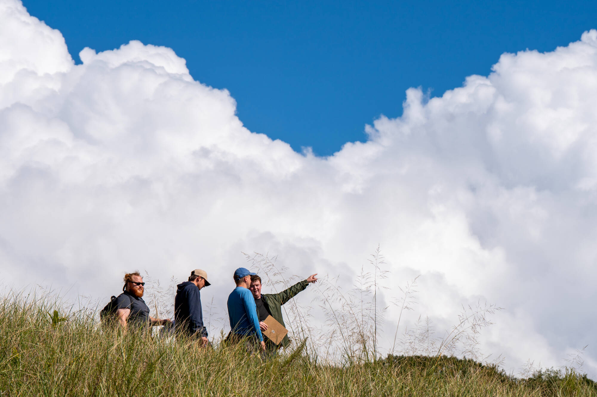 Geology and Chemistry students on a field trip on a cloudy day